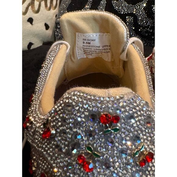 betsey Johnson rhinestone crystal cherry cherries fashion sneakers shoes flats - Picture 6 of 8